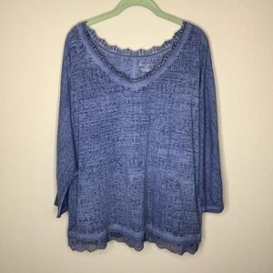 Lane. Bryant 3/4 Sleeve V-Neck Top Gray 18/20